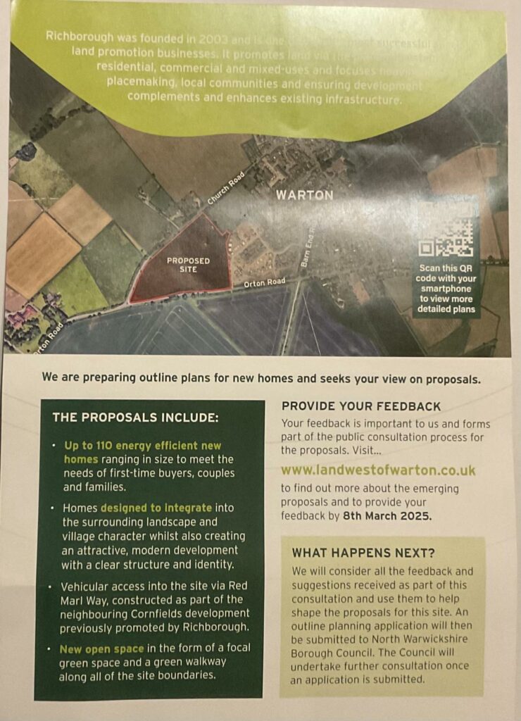A leaflet from a company called Richborough proposing a new housing development.